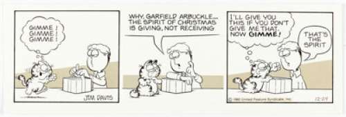 Davis, Jim | Jim Davis Garfield Daily Comic Strip Original Art dated 12-24-80 (United Feature Syndicate, 1980).... | Heritage