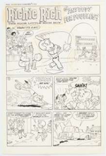Harvey Artist Richie Rich Diamonds #1 "Anybody for Doubles?" Complete 5-Page Story Original Art (Harvey, 1972). (Total: 10 Original Art) | Heritage