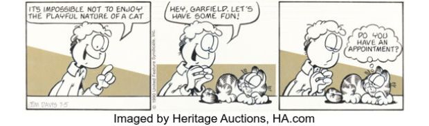 Jim Davis Garfield Daily Comic Strip Original Art dated 7-5-90 (United Feature Syndicate, 1990). | Heritage