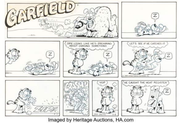 Jim Davis Garfield Sunday Comic Strip Original Art dated 5-8-88 (United Feature Syndicate, 1988). | Heritage