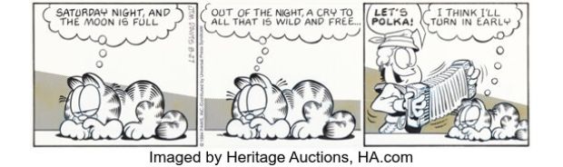 Jim Davis Garfield Daily Comic Strip Original Art dated 8-27-94 (PAWS/Universal Press Syndicate, 1994). | Heritage