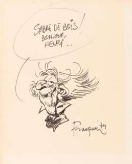 Franquin André | Superbe dédicace sur page d’album représentant le Comte... | Vermot et Associés