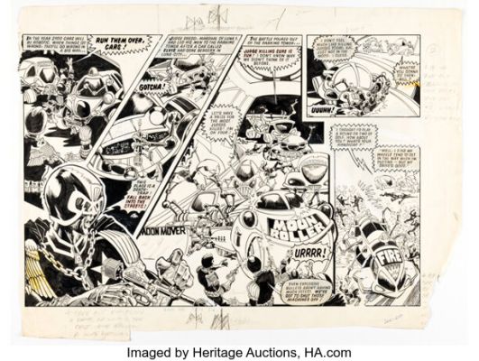 Ian Gibson 2000 AD #54 Judge Dredd Double-Page Spread 1-2 Original Art (IPC, 1978). | Heritage