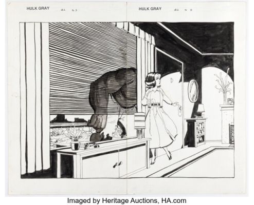 Tim Sale Hulk: Gray #2 Unused Double-Page Splash 2-3 Original Art (Marvel, 2003). | Heritage
