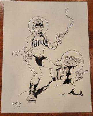 DAN MORTON original art, SPACE GIRL, 8.5x11, with Ray gun and Helmet 2005 | eBay US