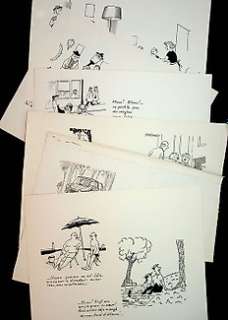 Jean Bellus - 6 Vellen met originele cartoons - Formaat (6x): ca. 21 x 27 cm.
