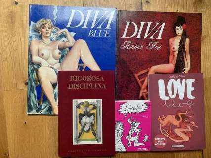 Erotisme - Rigorosa Disciplina - Diva Blue - Diva Amour Fou - L’obsédé! (avec dédicace) - Love Blog (avec dédi) - First edition - (1987/2010) | Catawiki