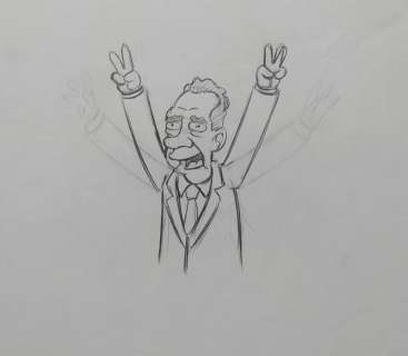 The Simpsons - Original drawing of Richard Nixon - RARE - Unique | Catawiki