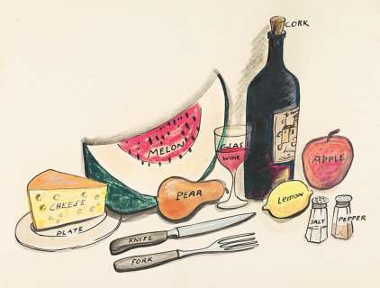 LUDWIG BEMELMANS "Still Life with Wine, Cheese, and Fruit" | Swann Galleries