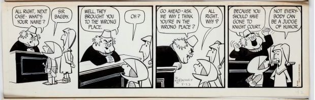 Sir Bagby Rick Hackney and Bill Hackney Original Ink Daily Comic Strip Art Signed BB03 | Charles Scott Gallery