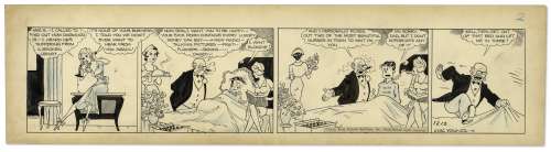 Chic Young Hand-Drawn ’’Blondie’’ Comic Strip From 1932 Titled ’’A Receptive Customer’’ -- Dagwood Suffers From a Broken Heart After His Parents Call Off His Wedding to Blondie | Nate Sanders
