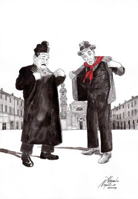 Alessandro Nespolino | Don Camillo e Peppone a Brescello | Tavole Originali