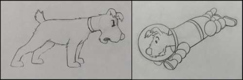 Tintin - 4 x Original drawings - Milou - On a marché sur la lune - (1960’s) | Catawiki