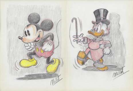Mickey Mouse & Scrooge McDuck - Original Drawing Sketches - Millet | Catawiki