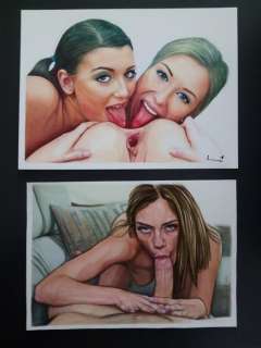 Ariel Zittermann | Sexy pin-up - 2 dessins originaux par Ariel Zittermann - Format (2x): 20 x 15 cm. - (2019) | Catawiki