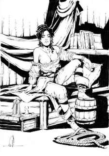 Tamburo, Nico | Pin Up - N. Tamburo - original artwork "Pirate character" - Page volante - Exemplaire unique - (2020) | Catawiki