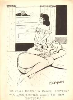 Lowell Hoppes - 2 sexy babes peeping tom gag - humorama 1956