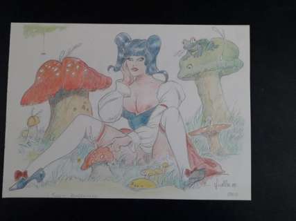 Leone Frollo | Biancaneve - Leone Frollo - Illustrazione Originale "I Funghi Ringraziano" - Page volante | Catawiki