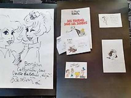 Mitacq / Devos / Plantu / Walthéry / De Gieter - Mitacq / Devos / Plantu / Walthéry / De Gieter - 5x Dessin original dédicacé - (années 1980) - (1960/1980)