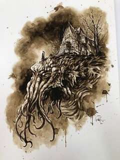 Juapi Coffee Artist - Original Coffee Painting - CTHULHU (2019)