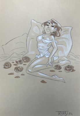 DESSIN ORIGINAL DE CYRIL TRICHET : JENNA N°1 (ARCANES DU MIDI MINUIT)