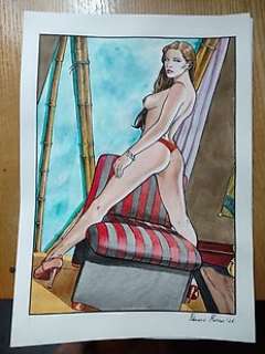 Fabrizio Russo | F. Russo - Illustrazione originale ragazza sexy - Page volante - Exemplaire unique | Catawiki