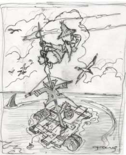 Tony Fernandez, Disney Artist | Donald Duck Inspired By Cast Away - Original Sketch - Tony Fernandez | Catawiki