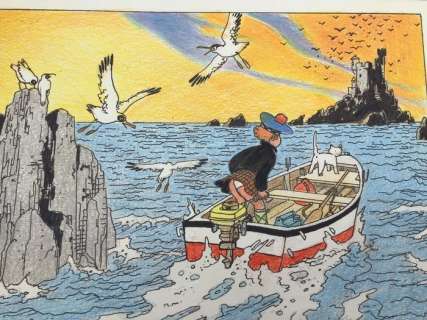 Wasterlain | Hommage Ã  Hergé - Wasterlain - Scène Emblématique de l’Ile Noire | Catawiki