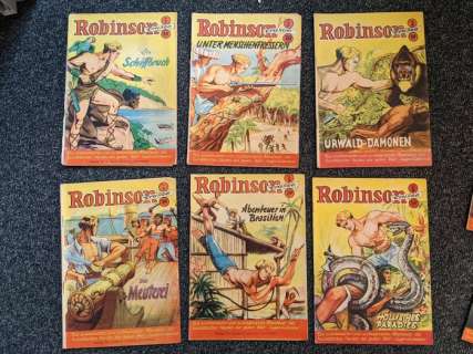 Helmut Nickel / Fritz Tasché | Robinson Crusoe - Number 1 - 26 - Collection of Robinson Crusoe + Signed drawing by the Artist Helmut Nickel - (Ab 1953) | Catawiki