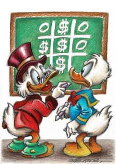 Joan Vizcarra | Donald Duck and His Uncle $crooge - Tic-Tac-Toe - Original Drawing - Joan Vizcarra | Catawiki