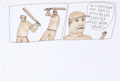Janek Koza (1970) | Janek Koza | "W cywilizowanym kraju mielibyśmy dostęp do broni palnej", komiks prasowy, 2016 | Desa Unicum