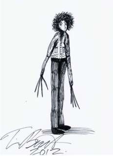 TIM BURTON - Lot 660 - Edward aux mains d‘argent Dessin au feutre signé et...