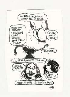 Gipi (Gian Alfonso Pacinotti) | GiPi - illustrazione originale per la rivista Boxer "L’Orribile Segreto di Beato tra le Donne" - Anni ’90 - Page volante - Exemplaire unique | Catawiki