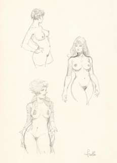 Leone Frollo | Leone Frollo - illustrazione originale/studio di personaggi femminili - Page volante - Exemplaire unique | Catawiki