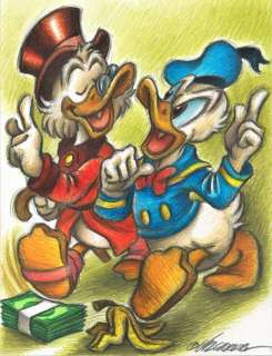 Joan Vizcarra | Donald Duck & His Uncle $crooge Discussion "Rich vs Poor" - Original Drawing - Joan Vizcarra | Catawiki