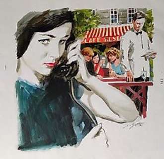 Alarico Gattia | Alarico Gattia - illustrazione originale per rivista/romanzo d’epoca "La Telefonata" - Anni ’80 - Exemplaire unique | Catawiki