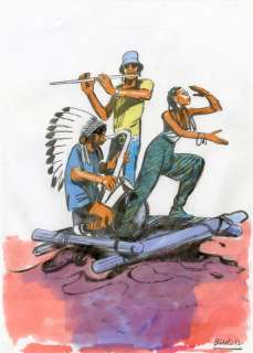 Blutch | Blutch - Dessin original couleur - Projet d’affiche - Festival Banlieues Blues 2021 - (2021) | Catawiki