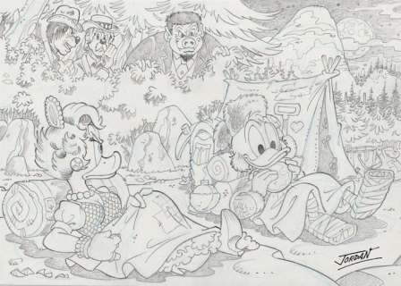 Julian Jordan | Julian Jordan - Original drawing - Scrooge and Glittering Goldie, Klondike’s Night - Size: 30 x 21 cm. | Catawiki