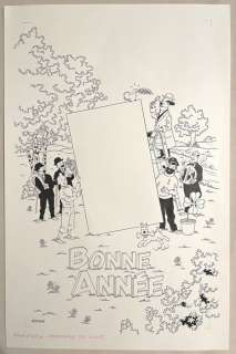 Rodier, Yves | Tintin, Rodier, Yves - Tintin - Planche originale - Calendrier des saints - Bonne année 2021 ! - (2020) | Catawiki