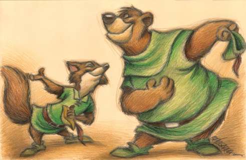 Joan Vizcarra | Robin Hood & Little John - Original Drawing - Joan Vizcarra - Pencil Art - 50 x 32 cm | Catawiki