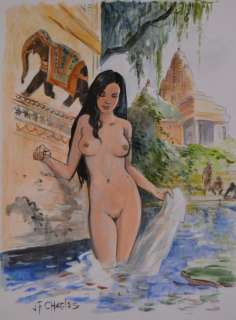 Charles, Jean-François | Charles, Jean-François - Crayonné original rehaussé d’aquarelle - India Dreams - Palais au Rajasthan | Catawiki