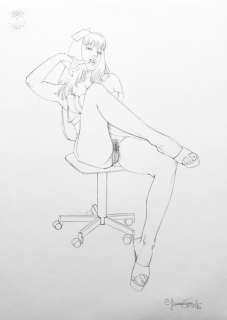 Giovanna Casotto | Giovanna Casotto - illustrazione originale a matita â€œTempo liberoâ€ - 25x35 - firmata - Page volante (2021) | Catawiki