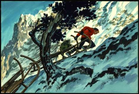 Gerard Van Straaten | Gerard van Straaten - Originele gouache in kleur - JÃ¼rg de herdersjongen - Page volante - (1965) | Catawiki