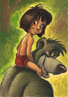 Joan Vizcarra | Mowgli & Baloo [The Jungle Book] - Original Painting - Joan Vizcarra - Acrylic Art | Catawiki