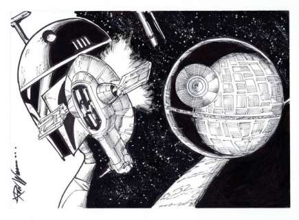 Boba Fett and Slave I Sketch by Ron Williams | mycomicshop.com