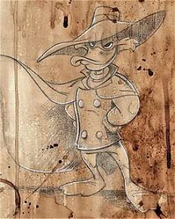 Guti, Coffee Artist - Darkwing Duck [Disney] - Original Coffee Artwork - Guti Signed - Original Coffee Art