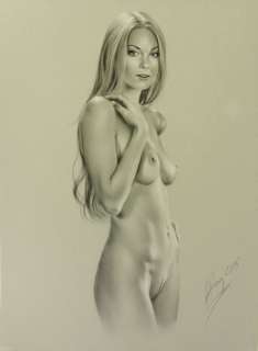 Denis Prenzel | Denis Prenzel - Jeune Femme Aux Longs Cheveux Blonds - Size: 29,7 x 42cm - (2015) | Catawiki