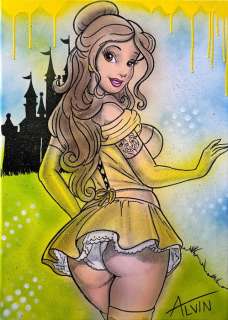 Alvin Silvrants | Sexy Belle - Disney castle - Original drawing in colour by Alvin Silvrants | Catawiki