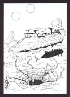 Jabba’s Ship Over the Sarlaac Sketch by Ron Williams | mycomicshop.com