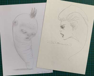 Charles Burns, John Bolton | Two original drawings of Horror characters - Worm Baby and Vampire Woman by Charles Burns and John Bolton | Catawiki